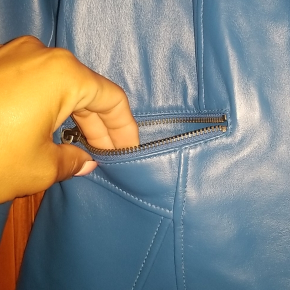 G.I.L.I blue leather jacket - Picture 3 of 8